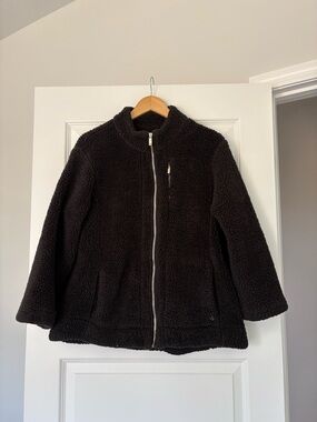Calvin Klein Black Sherpa Teddy Zip-Up Jacket Women’s XL